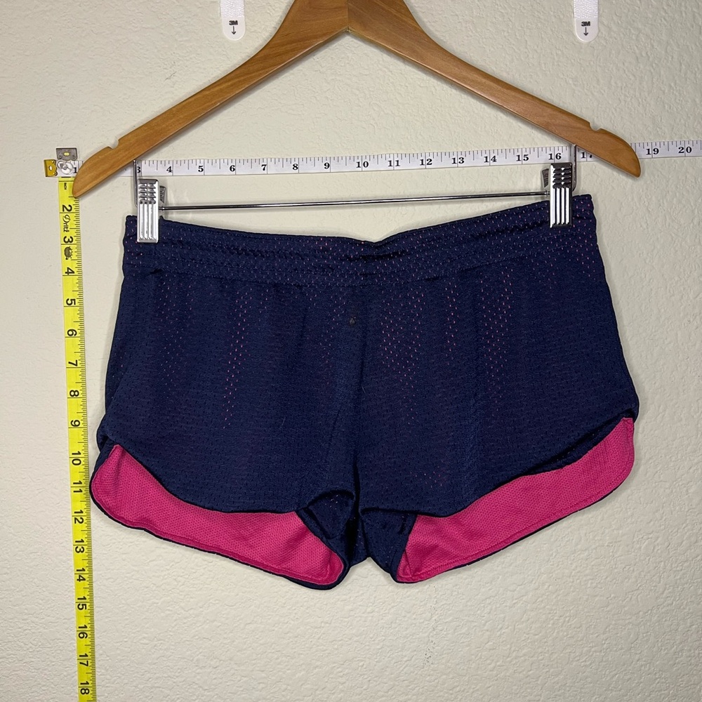 Nike Women's Dark Blue and Pink Athletic Shorts